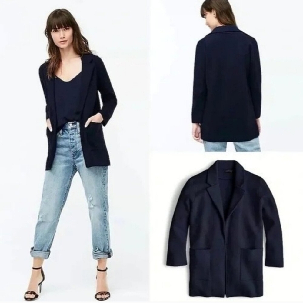 J. CREW Sophie open-front sweater-blazer Merino Wool Blend Black J0244 M
